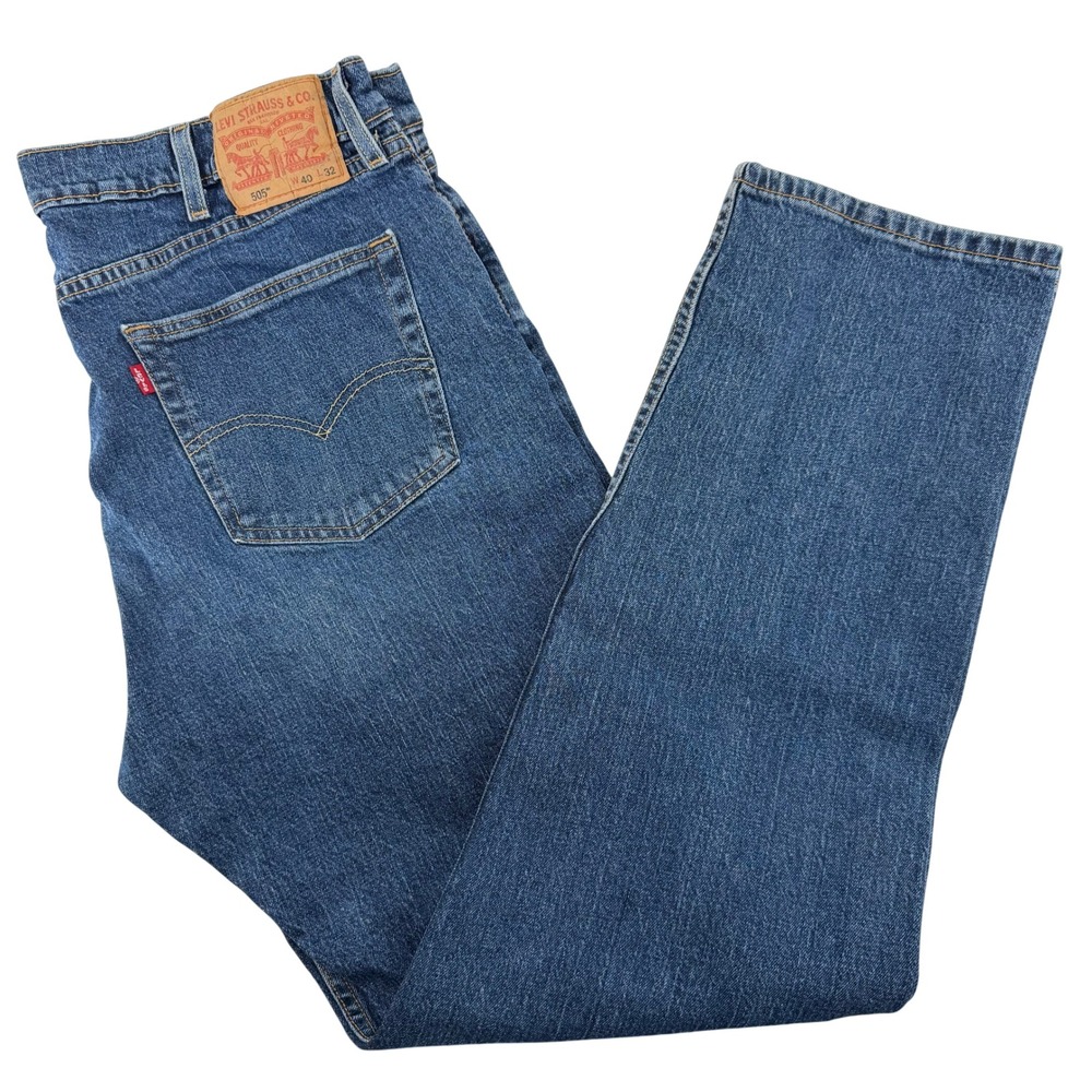 Levi's 505 Mens Jeans 40x32 Dark Wash Straight Leg Denim Pants Workwear Baggy